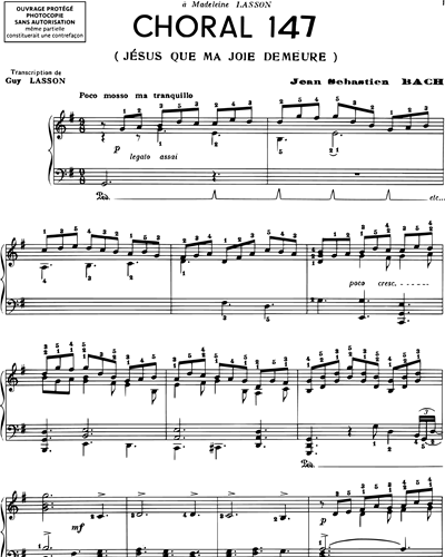 Choral "Jésus que ma joie demeure" (extrait de la cantate BWV 147)
