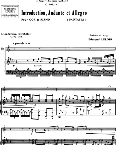 Introduction, Andante Et Allegro Fantaisie pour cor et piano