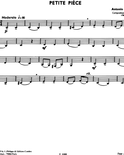La Clarinette Classique, Vol. A: Petite Pièce