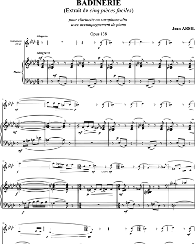 Badinerie (from 'Pièces Faciles, op. 138')
