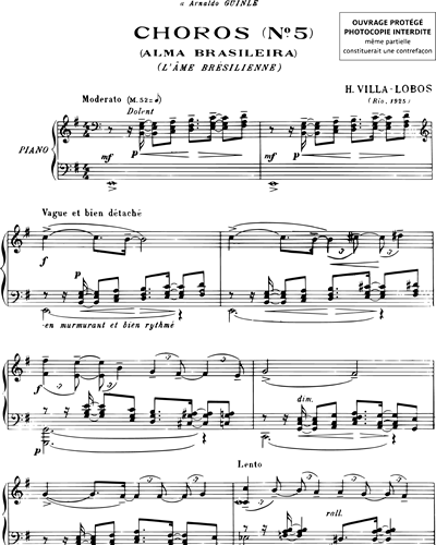Chôros n. 5 "Alma Brasileira" - Pour piano