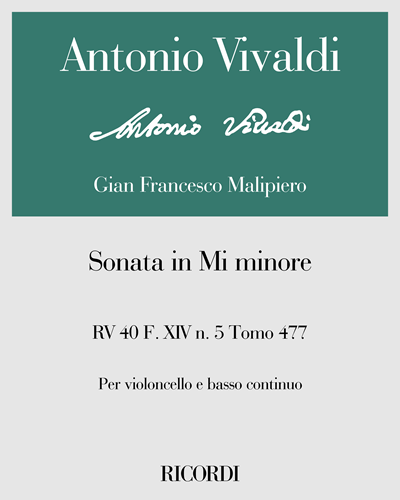 Sonata in Mi minore RV 40 F. XIV n. 5 Tomo 477