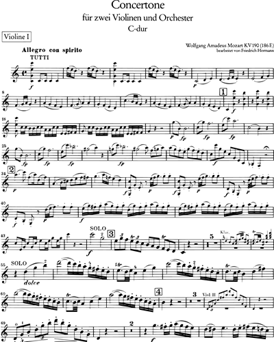 Concertone In C Major, K. 190 (186E) [Solo] Violin 2 Sheet Music By ...