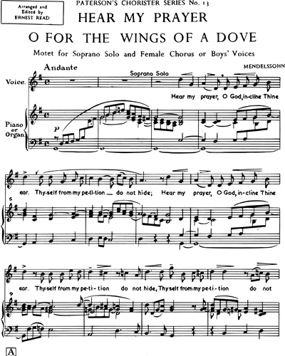 Hear my Prayer & O for the Wings of a Dove Female Chorus/Boys' Chorus ...