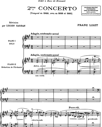 Deuxième Concerto en La majeur - Réduction pour deux pianos
