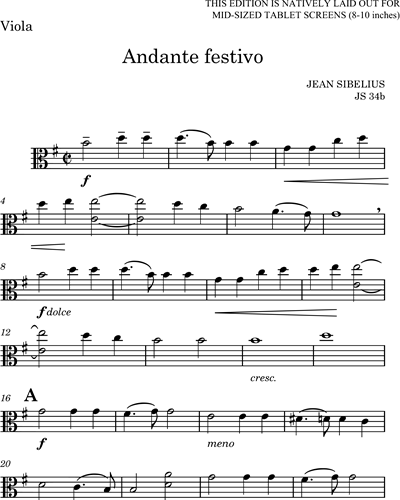 Andante festivo - Digital Urtext Edition (Mid-Sized Tablet Screen)