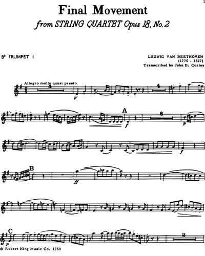 Final Movement (from String Quartet, op. 18 No. 2)