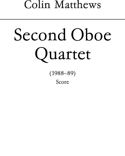Oboe Quartet No 2