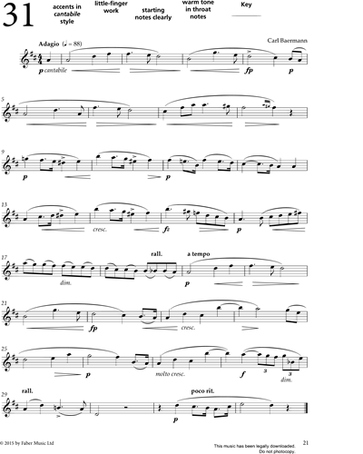 Study No.31 'Adagio' (from 'More Graded Studies For Clarinet Book One')