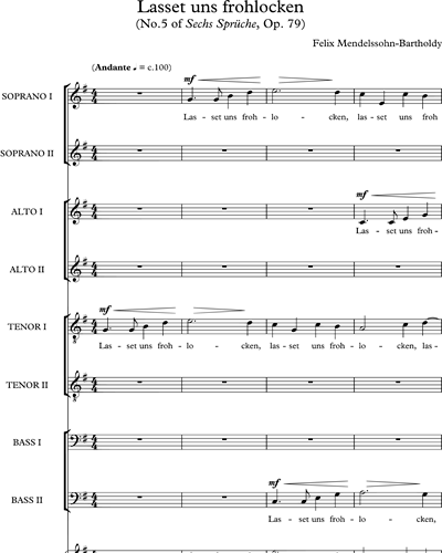 Lasset uns frohlocken Sheet Music by Felix Mendelssohn Bartholdy | nkoda
