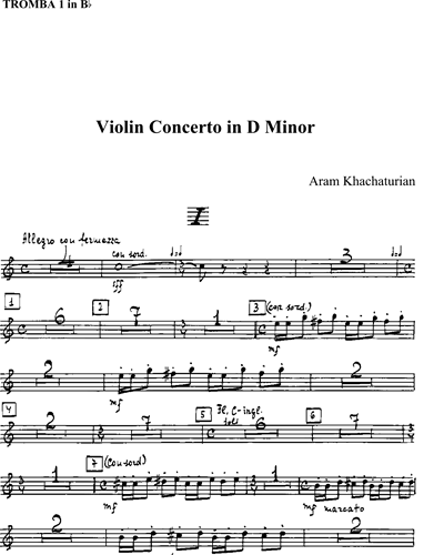 Rectángulo Gracia catalogar Violin Concerto in D minor, op. 46 Trumpet 1 in Bb Sheet Music by Aram  Khachaturian | nkoda