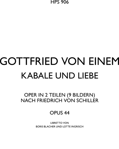Kabale und Liebe, op. 44