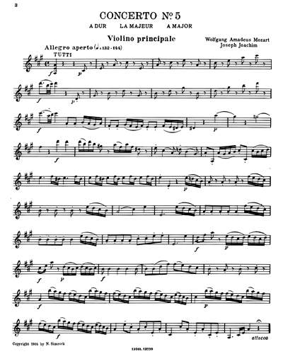Violin Concerto No. 5 A major, K. Violin Sheet Music by Wolfgang Amadeus Mozart | Free 7 days trial