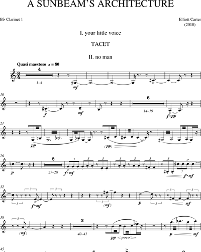 Elliott Carter A Sunbeam S Architecture Clarinet 1 In Bb Sheet Music Nkoda