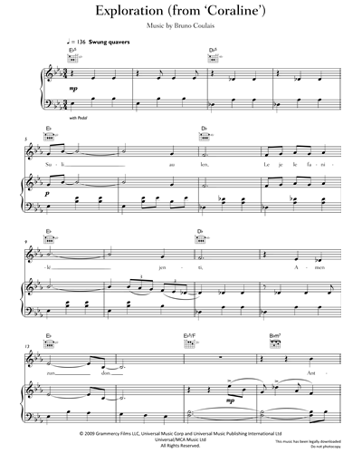 Exploration (from 'Coraline') Sheet Music by Bruno Coulais | nkoda