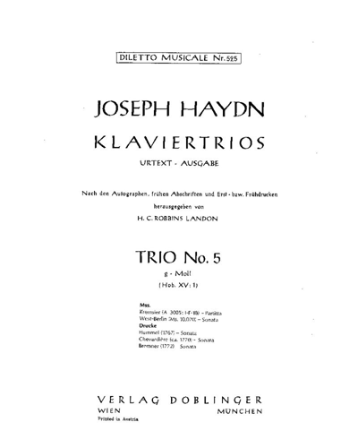 Piano Trio No. 5 in G minor, Hob. XV:1