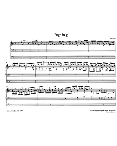 2 Fugen G-dur BWV 578 und h-moll BWV 579