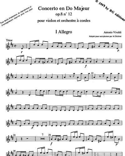 Concerto Op. 8 No.12 In C Major
