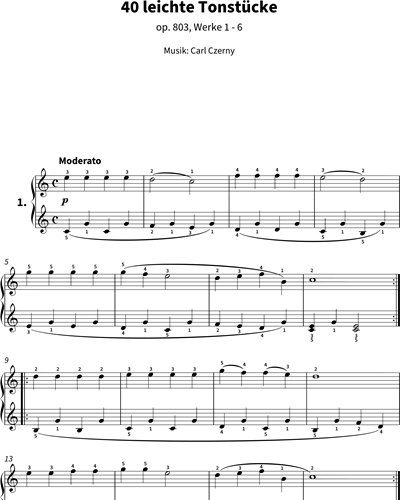 40 Easy Tone Pieces, op. 803 No. 1 - 6