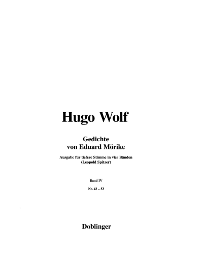 Settings of the Poetry of Eduard Mörike, Vol. 4