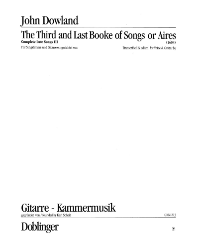 The Third and Last Booke of Songs or Aires 