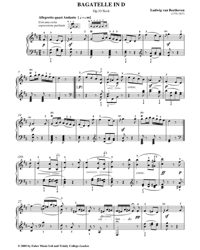 Bagatelle In D Op.33 No.6