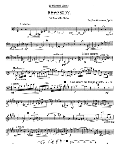 Rhapsody for Violoncello and Pianoforte, Op. 13