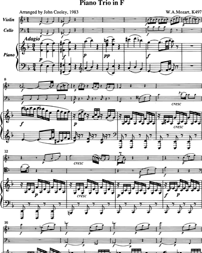 Piano Trio in F, K 497