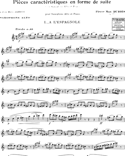 Pieces Caracteristiques En Forme De Suite Op. 77 No. 1 A L'espagnole 