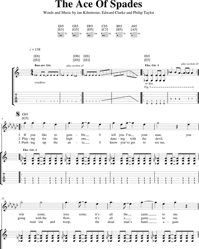 Ace Of Spades Sheet Music by Motörhead | nkoda | Free 7 days trial