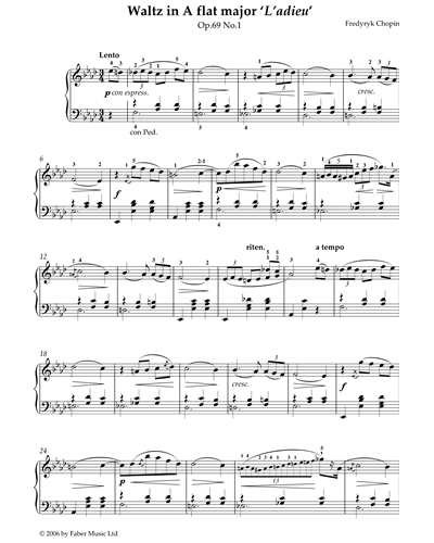 Waltz in A Flat Major 'L'adieu', Op.69 No.1