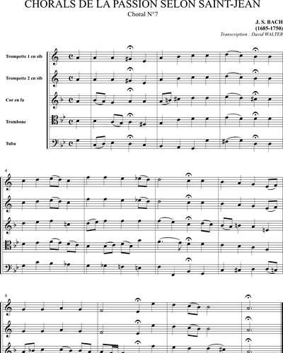 Chorals de La Passion selon Saint Jean pour Quintette de Cuivres