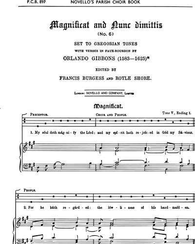 Magnificat and Nunc Dimittis No. 6 for SATB & Organ ad lib