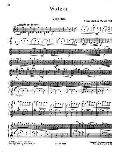 Walzer for Violin and Piano, Op. 22 No. 2