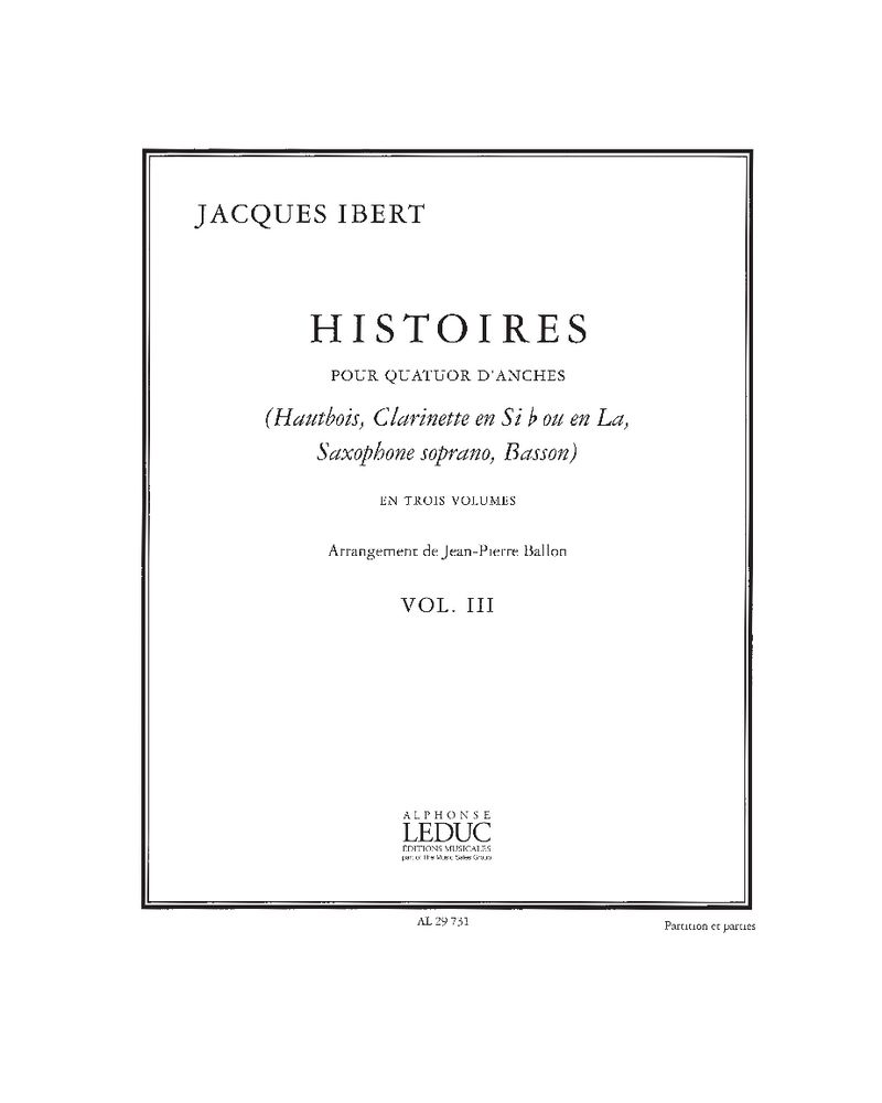 Histoires pour quatuor d'anches, Vol. 3