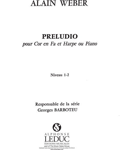 Preludio pour Cor en Fa et Harpe ou Piano 
