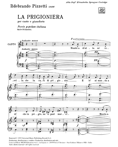 La prigioniera (dalla 3 canzoni - Poesie popolari italiane)