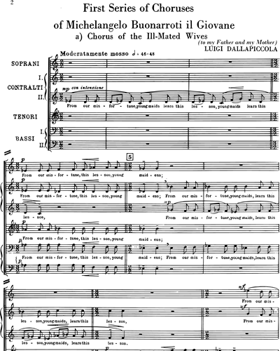 First series of choruses of Michelangelo Buonarroti il Giovane