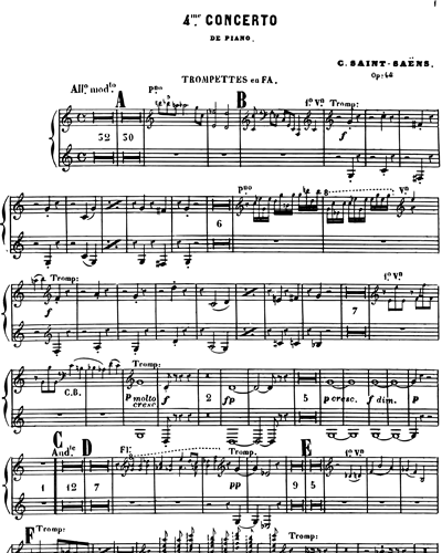 Saint-Saens Piano Concertos Nos. 2 and 4 in Full Score