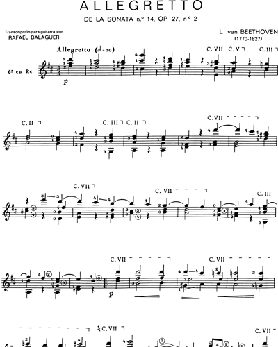 Allegretto (de la Sonata n. 14, Op. 27 n. 2)