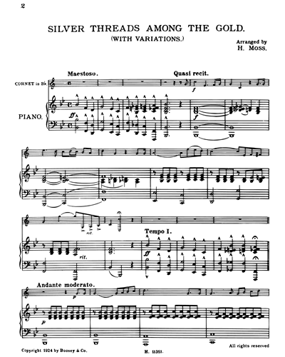 Hectáreas ecuación De nada Silver Threads Among the Gold Piano Sheet Music by John Hartmann | nkoda