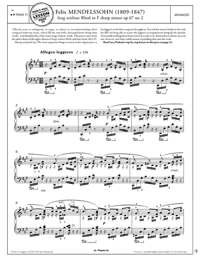 Song Without Words in F Sharp Minor Op.67 No.2