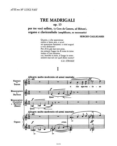 Tre Madrigali Op. 13