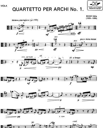 Quartetto per Archi, No 1. op. 9