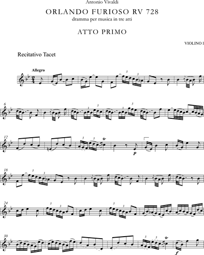Orlando Furioso RV 728 Viola Sheet Music by Antonio Vivaldi