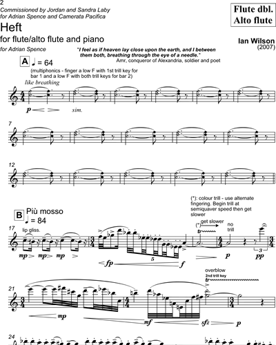 Heft for flute/alto flute and piano