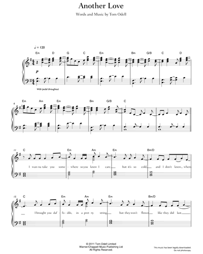 Another Love Sheet Music Tom Odell - ♪