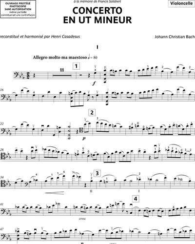 Concerto en Ut mineur - Pour violoncelle & piano