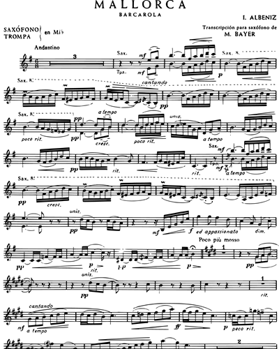 Mallorca (Barcarola), Op. 202 - Para saxofón alto o trompa en Mi b
