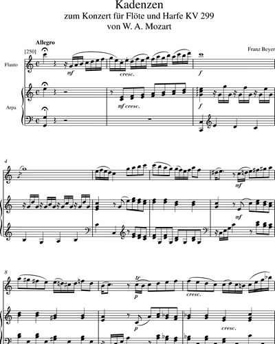 Cadenzas to W. A. Mozart's 'Concerto for Flute and Harp'